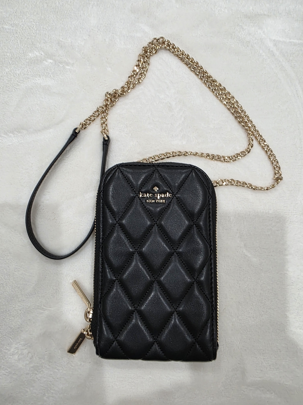 kate spade Quilted Black Crossbody Phone Wallet